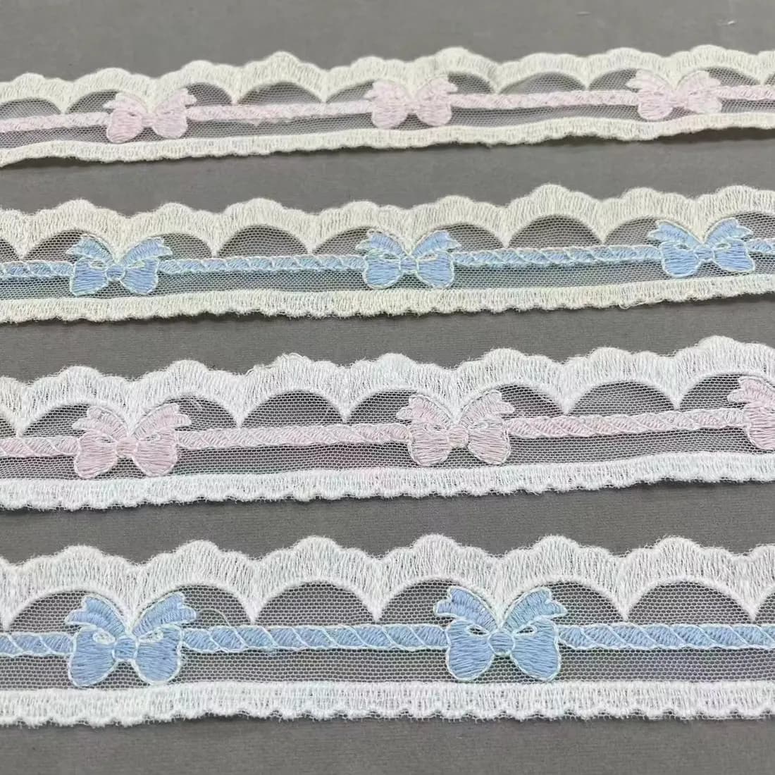 pastel butterfly embroidered mesh lace trim