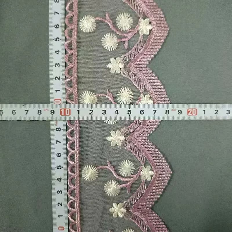 scalloped floral embroidered mesh lace trim