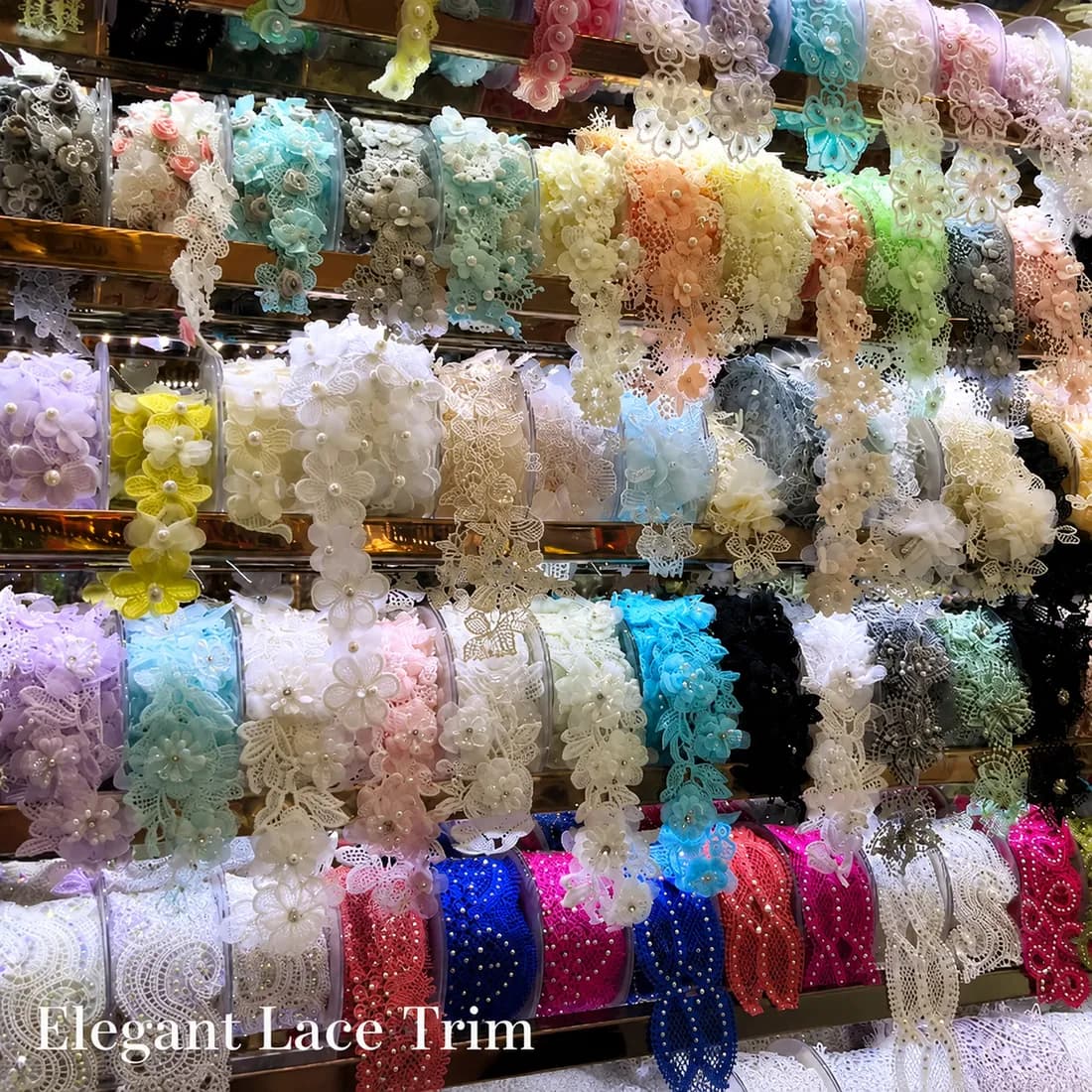 decorative lace trim selection in multiple colors