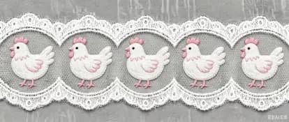 Cute chicken embroidered lace trim for babywear and kids clothing