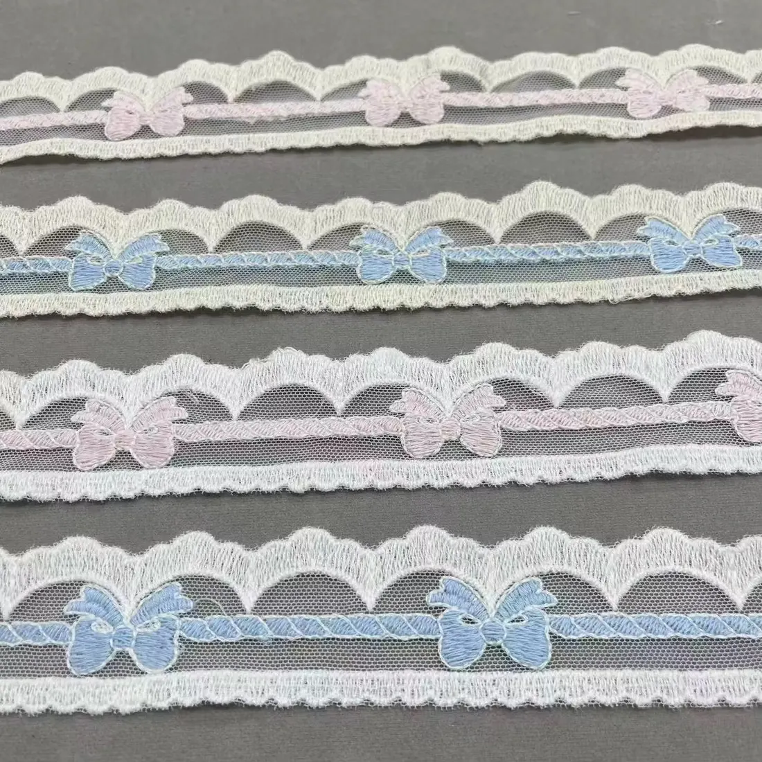 pastel butterfly embroidered mesh lace trim